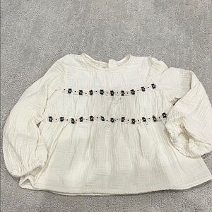 Zara Cream Textured Top